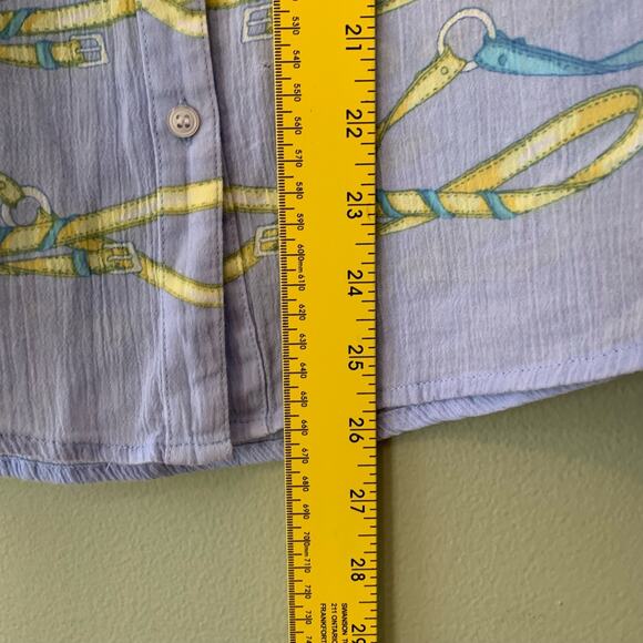 J McLaughlin Top Womens 4 Lavender Brushed Cotton Novelty Print Button Up Shirt - Picture 7 of 10